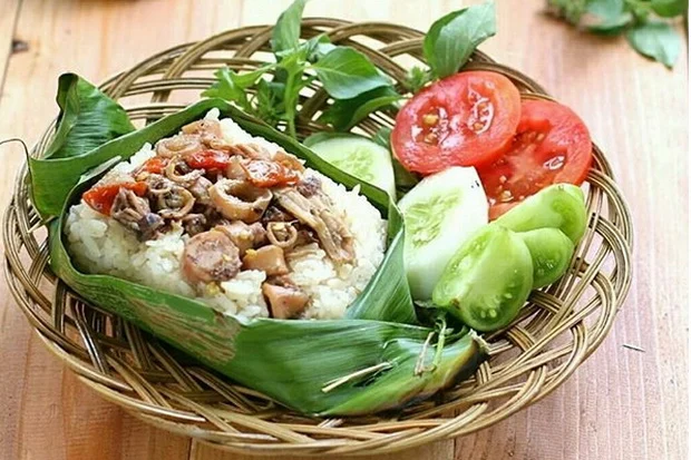 Nasi Bakar Cumi + Tempe