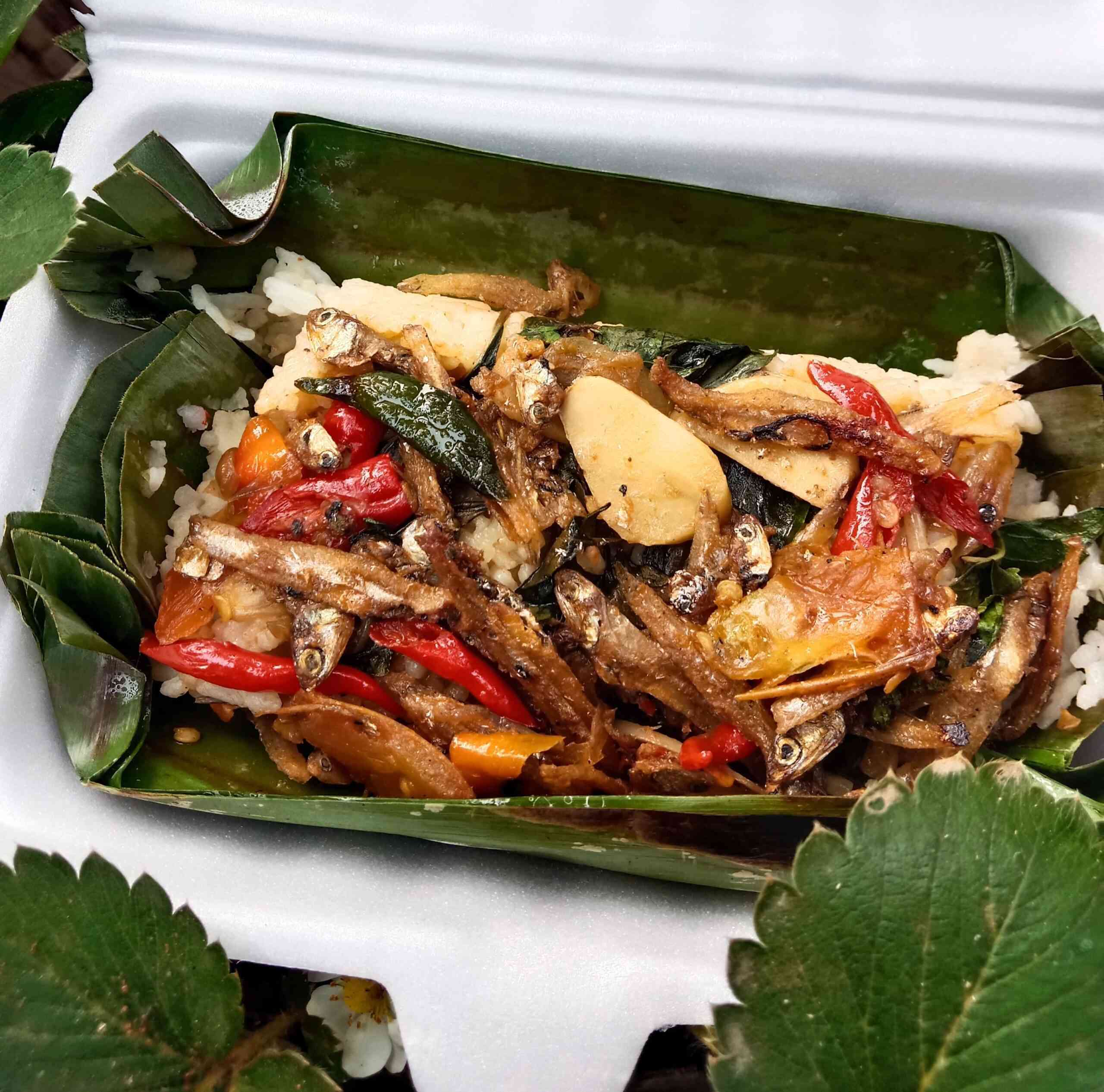 Nasi Bakar Teri+Tempe